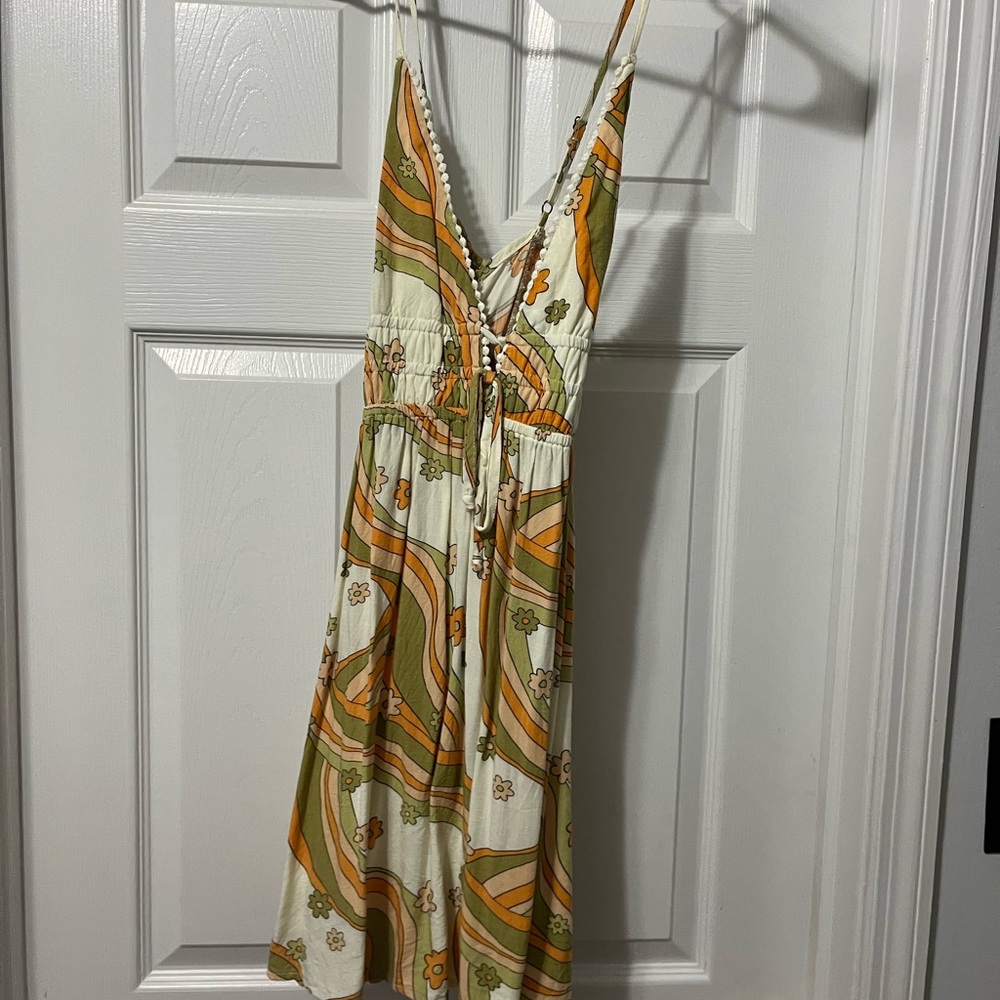 Bohemian Floral Maxi Dress in Orange and Cream